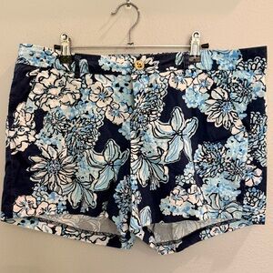 Lilly Pulitzer Navy Floral Cotton Shorts